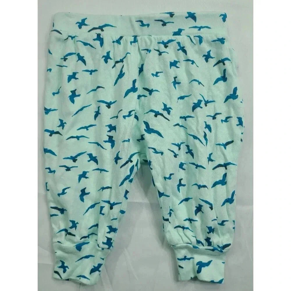 Finn + Emma Casual Pants Infant Boys 0-3 Months Blue Teal Birds Pull-On